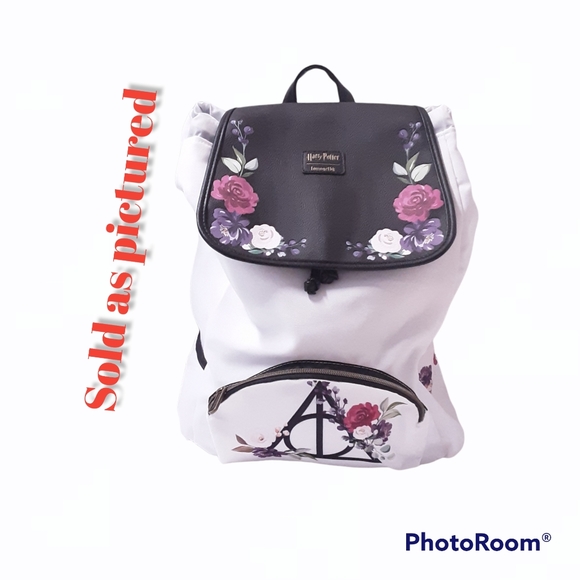 Loungefly Harry Potter Deathly Hallows Floral Slouch Backpack main image 6